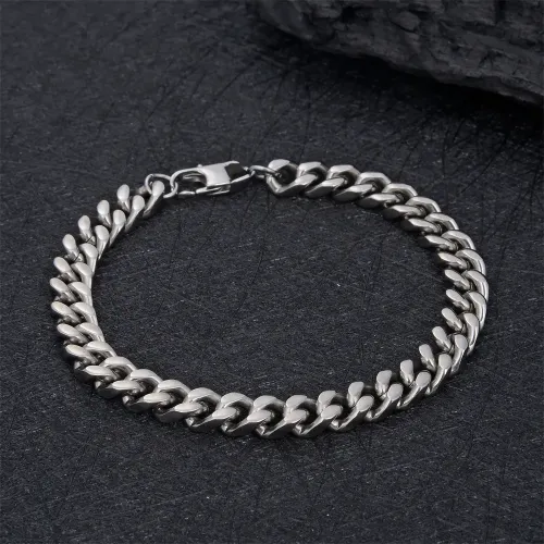 BTM748 Men's Titanium Steel Bracelet Four-Sided Polished Cuban Link
