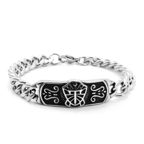 BTM646 Titanium Cross Shield Bracelet Punk Men's Thick Accessory Stainless Steel jewelry