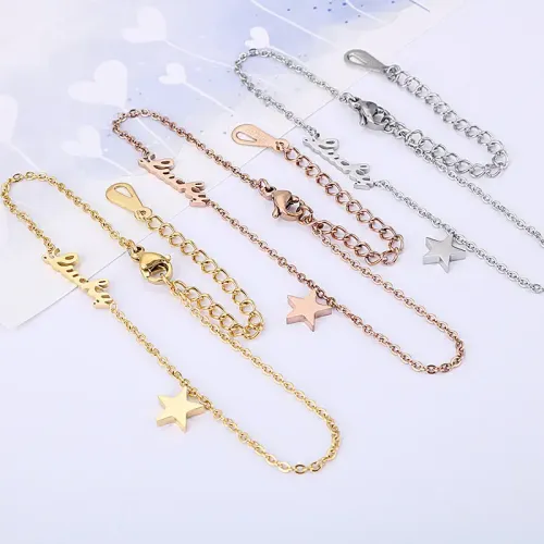 BTM1005 Alphabet Pentagram Star Bracelet Trendy Letter Charm Jewelry for All