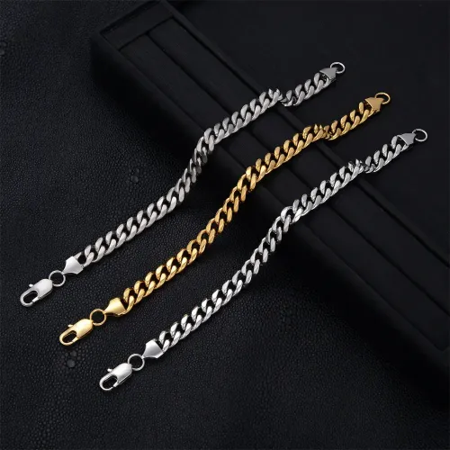 BTM705 Hip-hop 9mm Wide Cuban Bracelet for Men and Women Couples' Edition