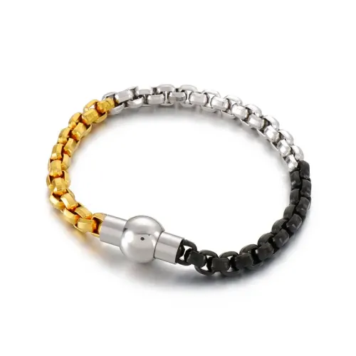 BTM1116 Intermittent Color Square Pearl Magnetic Clasp Stainless Steel Bracelet Elegant Jewelry