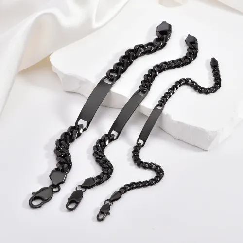 BTM1400 6MM Gold-Plated Titanium Steel Cuban Link Curved Tag Bracelet for Women Luxury Fashion Accessory