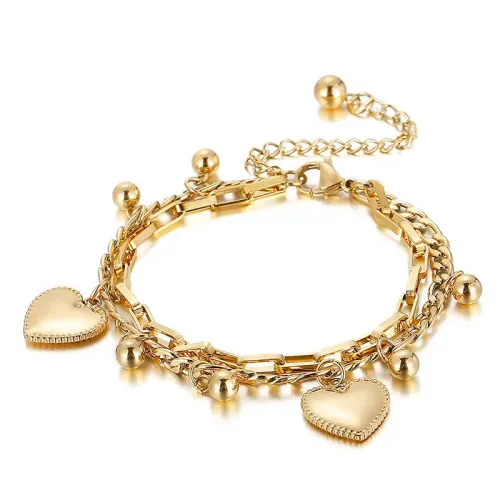 BTM1157 Stainless Steel Heart Bracelet for Women Love Inspired Jewelry Accessory