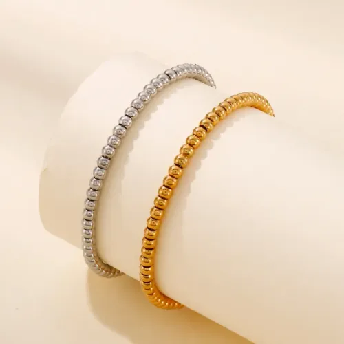 BTM1062 Stainless Steel Lobster Clasp DIY 4mm Beaded Bracelet Women's Bead Chain Jewelry