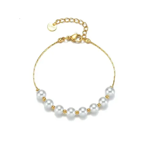 BTM1770 Titanium Steel Pearl Beaded Bracelet for Women Elegant Trendy Jewelry