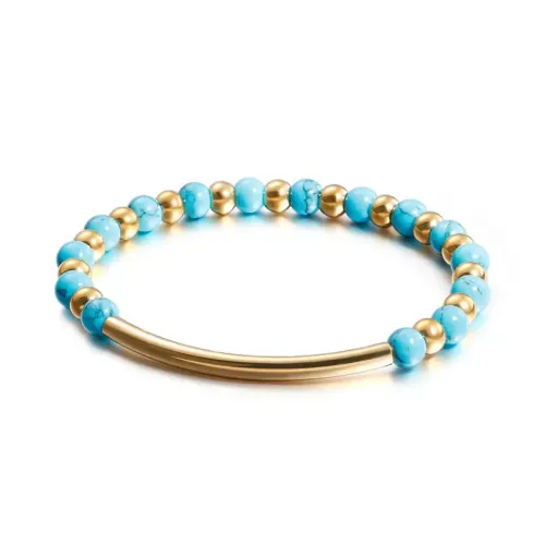 BTM1169 Turquoise Pendant Elastic Bracelet Unisex Couples Multicolor Beaded Jewelry