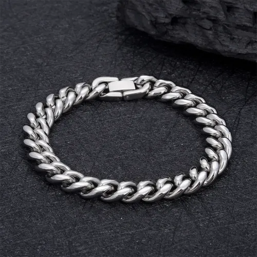 BTM739 Stainless Steel Cuban Bracelet Hip Hop Titanium Polished Chunky Chain Wristband