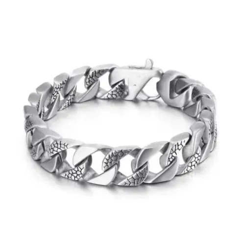 BTM1429 15MM Matte Snake Pattern Stainless Steel Men's Bracelet Sleek Masculine Jewelry