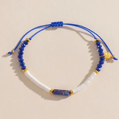 BTM1740 14K Gold Turquoise Beaded Bracelet Stainless Steel Women's Jewelry