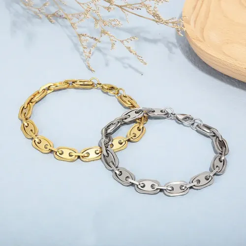 BTM961 Coffee Bean Pig Nose Stainless Steel Unisex Bracelet Stylish Daily Wear Accessory