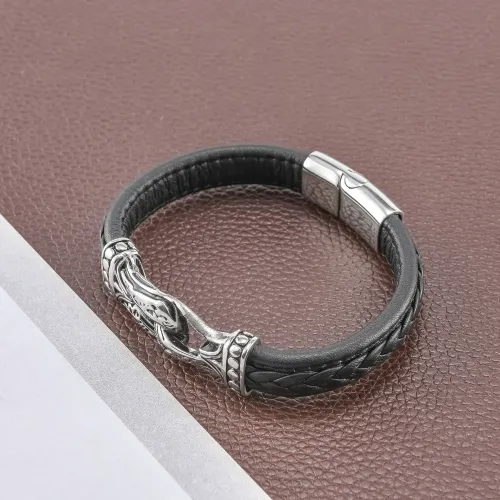 BTM783 Wide Leather Bracelet for Men Premium Quality Leather Wristband