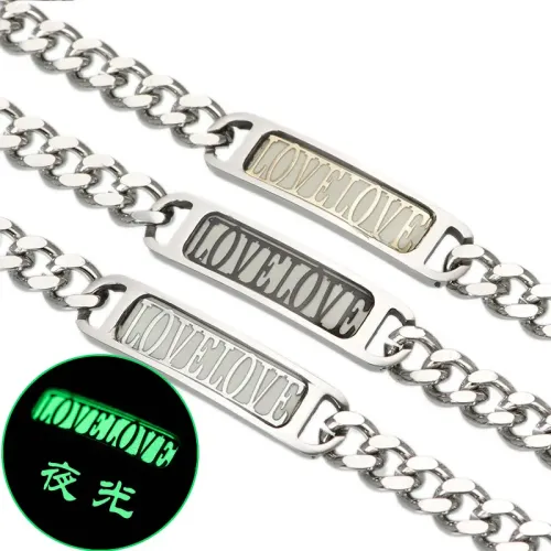 BTM692 Love Heart engrave Glow Dark Couple Bracelets Titanium Steel Jewelry