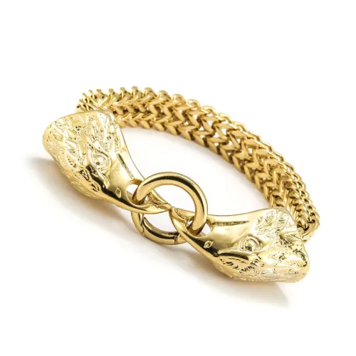 BTM901 Men's Stainless Steel Double Eagle Head Bracelet Hip Hop Viking Beak Titanium Chain Accessory