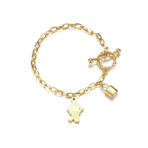 BTM1601 OT Clasp Lock Girl Portrait Stainless Steel Bracelet with O-Chain Trendy Women's Jewelry