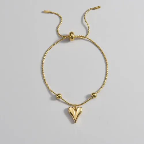 BTM1621 18K Gold Titanium Steel Peach Heart Slider Bracelet Elegant Women's Jewelry