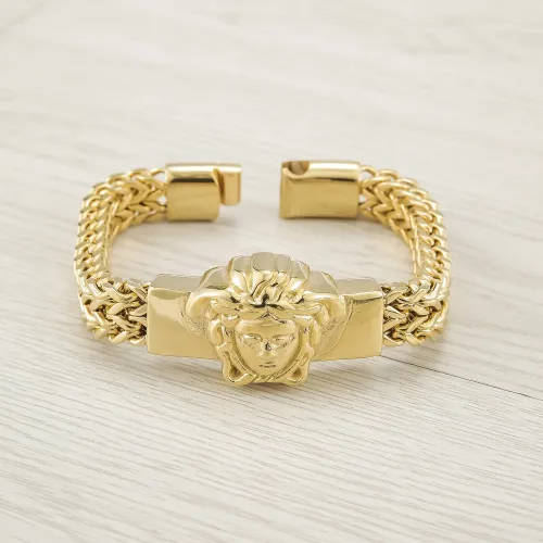 BTM900 Hip Hop Gold Reversible Link Bracelet with Magnetic Clasp Titanium Men's Chain