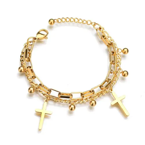 BTM1657 Titanium Steel Cross Bracelet for Women Stainless Steel Fashion Jewelry Accessory