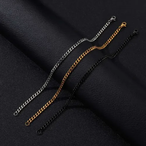 BTM675 Multi-Size Stainless Steel NK Chain Bracelet in Black Gold and Steel Colors for Men