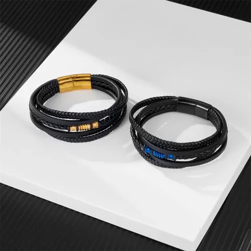 BTM824 Unisex Multi-Layer Leather Braided Bracelet Fashion Accessories for Men Women