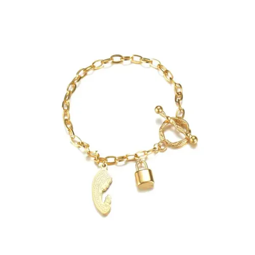 BTM1629 18K Gold Titanium Steel OT Clasp Lock Bracelet Bold Chain Women's Luxury Jewelry