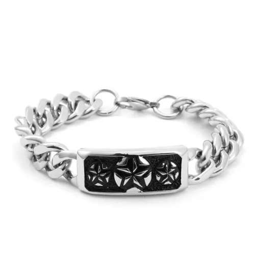 BTM637 Men's Titanium Steel Floral Bracelet | Rugged Cast Accessory with Stainless Firewheel Wristband