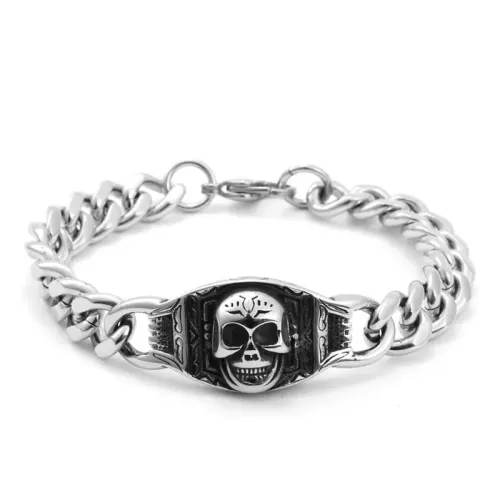 BTM644 Titanium Skull Bracelet Men Thick Cast Accessories Stainless Steel Ghost Head Design