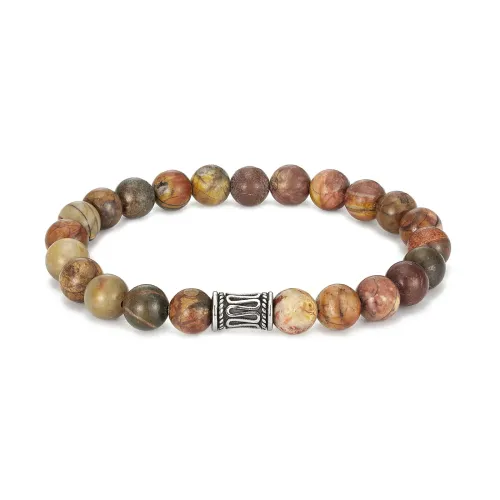 BTM737 Couples' Agate Turquoise Beads Bracelet | Unisex Stainless Steel Jewelry