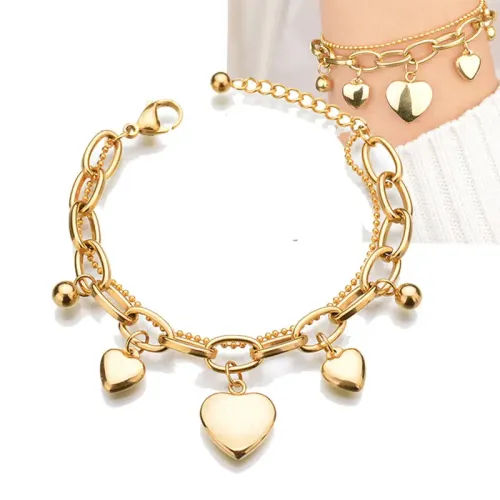 BTM1658 Stainless Steel Love Heart Multi-Layer Bracelet Titanium Women's Fashion Jewelry