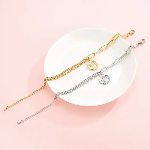 BTM1172 Stainless Steel Bracelet with Asymmetrical Chain Tree of Life Charm Women's Enchanting Jewelry
