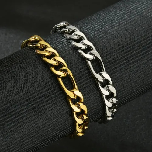 BTM1609 1:3nNK Figaro Chain Punk Hip-Hop Stainless Steel Couples Bracelet Trendy Love Accessory