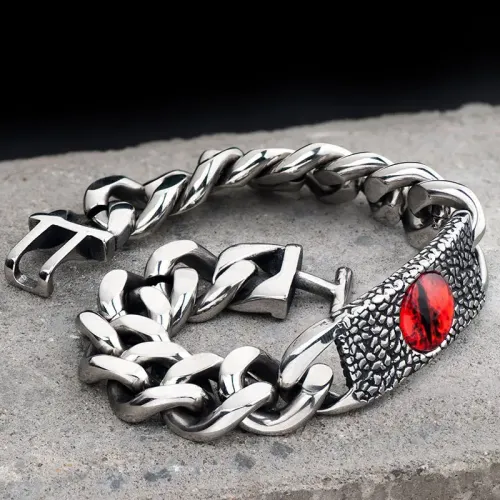 BTM1539 Evil Eye Skull Bracelet Custom Single Titanium Steel Jewelry Piece