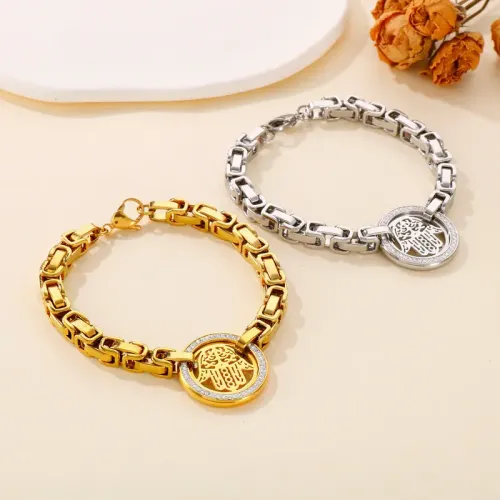 BTM1176 Stainless Steel Fatima's Hand Bracelet with Full Diamonds Elegant Women's Jewelry