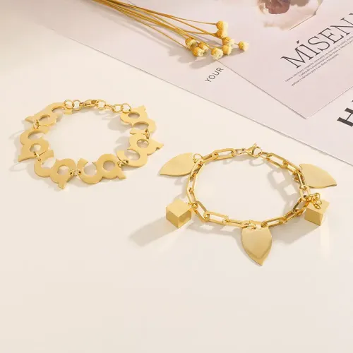 BTM1189 Geometric Pendant Titanium Steel Bracelet for Women Modern Jewelry Accessory