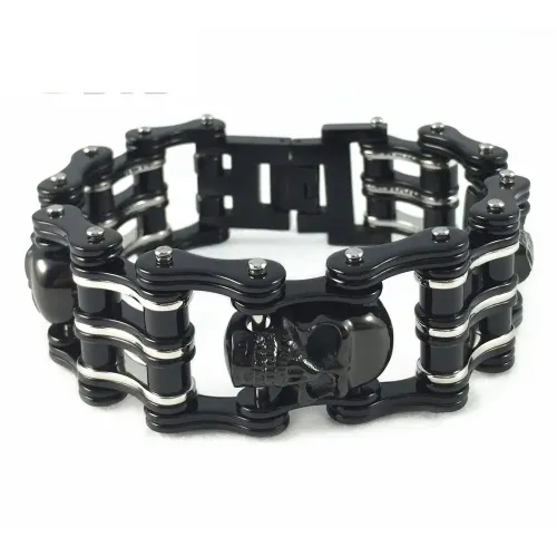 BTM1501 Men's Stainless Steel Skull Motorcycle Chain Bracelet Titanium Biker Jewelry