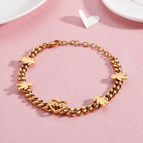 BTM1195 Heart-Shaped Love Character Bracelet for Men Women Stylish Unisex Jewelry