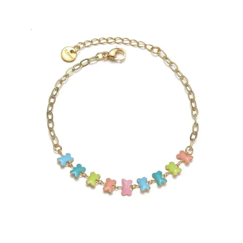 BTM1758 14K Gold-Plated Stainless Steel Colorful Enamel Bone Bracelet for Women Trendy Jewelry Accessory