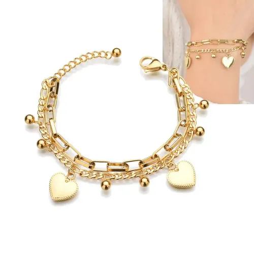 BTM1659 Stainless Steel Heart Bracelet for Women Perfect BFF Couples' Love Accessory