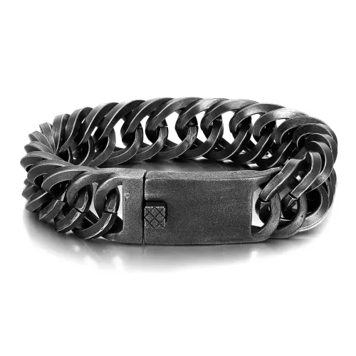 BTM889 Men's Stainless Steel Chain Bracelet Rugged Punk Titanium Bangle