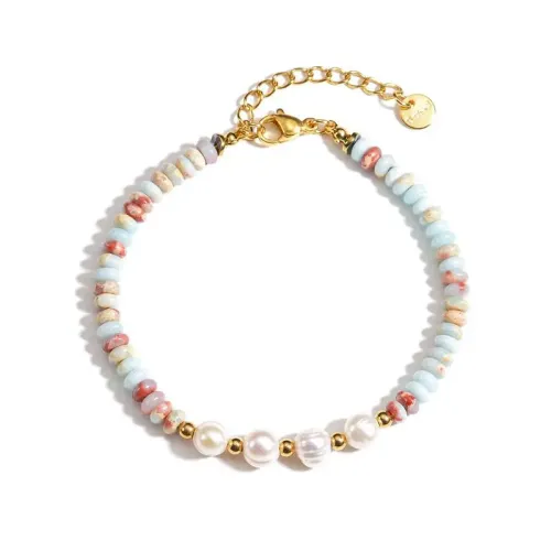 BTM1574 Handcrafted Beaded Pearl Bracelet Titanium Steel Luxury Jewelry for Women