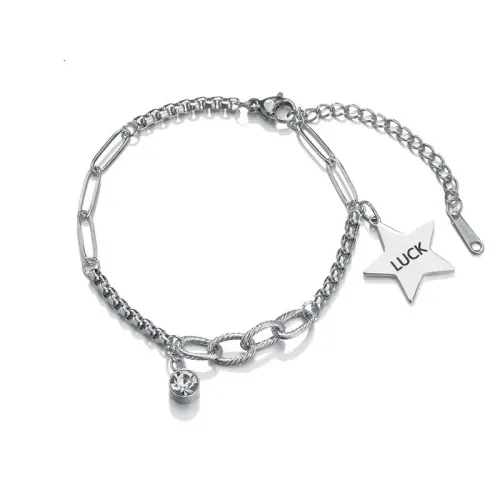 BTM1778 Love Diamond-Studded engrave Chain Bracelet for Women Stainless Steel Elegance