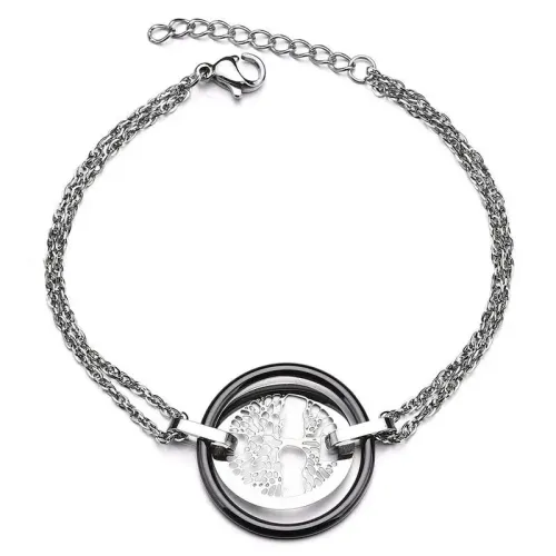 BTM1590 Couple's Bracelet with Hollow Ceramic Tree of Life Pendant Romantic Jewelry