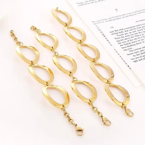 BTM1211 Gold-Tone Stainless Steel Chunky Disc Bracelet for Women Bold Fashion Jewelry