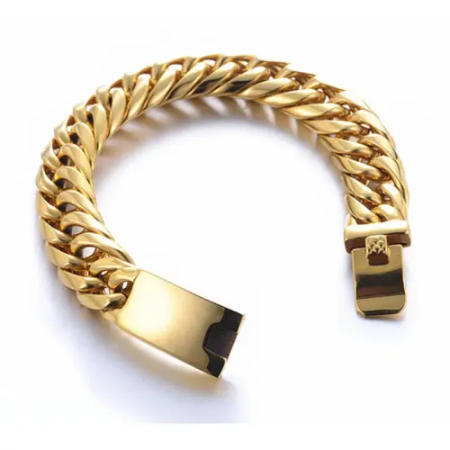 BTM1464 Gold-Plated Stainless Titanium Steel Men's Bracelet Sleek Encrypted Round Polish Design
