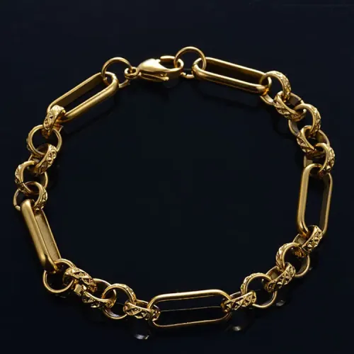 BTM1485 Men's Stainless Steel Roman Gold-Plated Bracelet 18K Vacuum Plated Titanium Jewelry