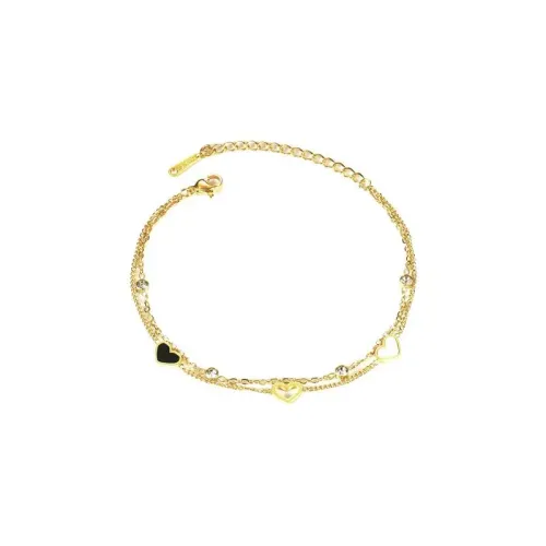 BTM1593 14K Gold Titanium Steel Zirconia Heart Layered Bracelet for Women Elegant Jewelry