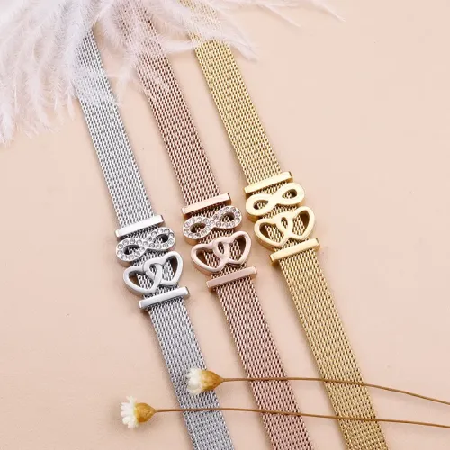 BTM1306 Multicolor Stainless Steel Mesh Bracelet with Heart Couples' Love DIY Jewelry