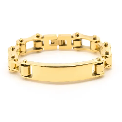 BTM1423 10MM Stainless Steel Curved Tag Motorcycle Chain Bracelet Biker Style Jewelry