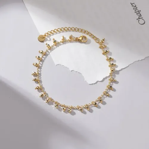 BTM1800 14K Gold-Plated Titanium Beaded Bracelet for Women Elegant OL Style Jewelry