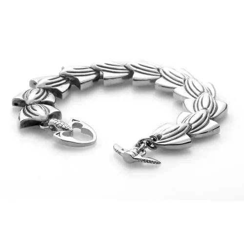 BTM1507 Titanium Steel Anchor Heart Bracelet with Religious Totem Fish Tail Stainless Steel Bangle