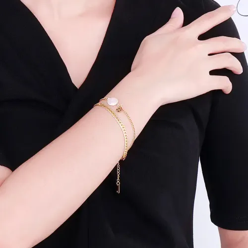BTM1151 Shell Double-Layer Adjustable Gold Bracelet Versatile Stylish Jewelry Accessory